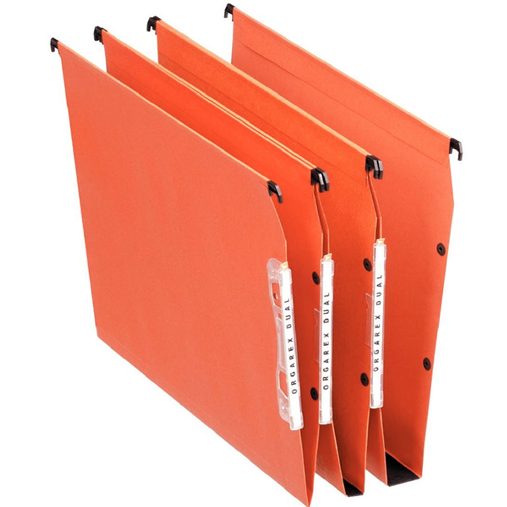 Esselte Orgarex Orange A4 Lateral Files 50mm (Pack of 25)