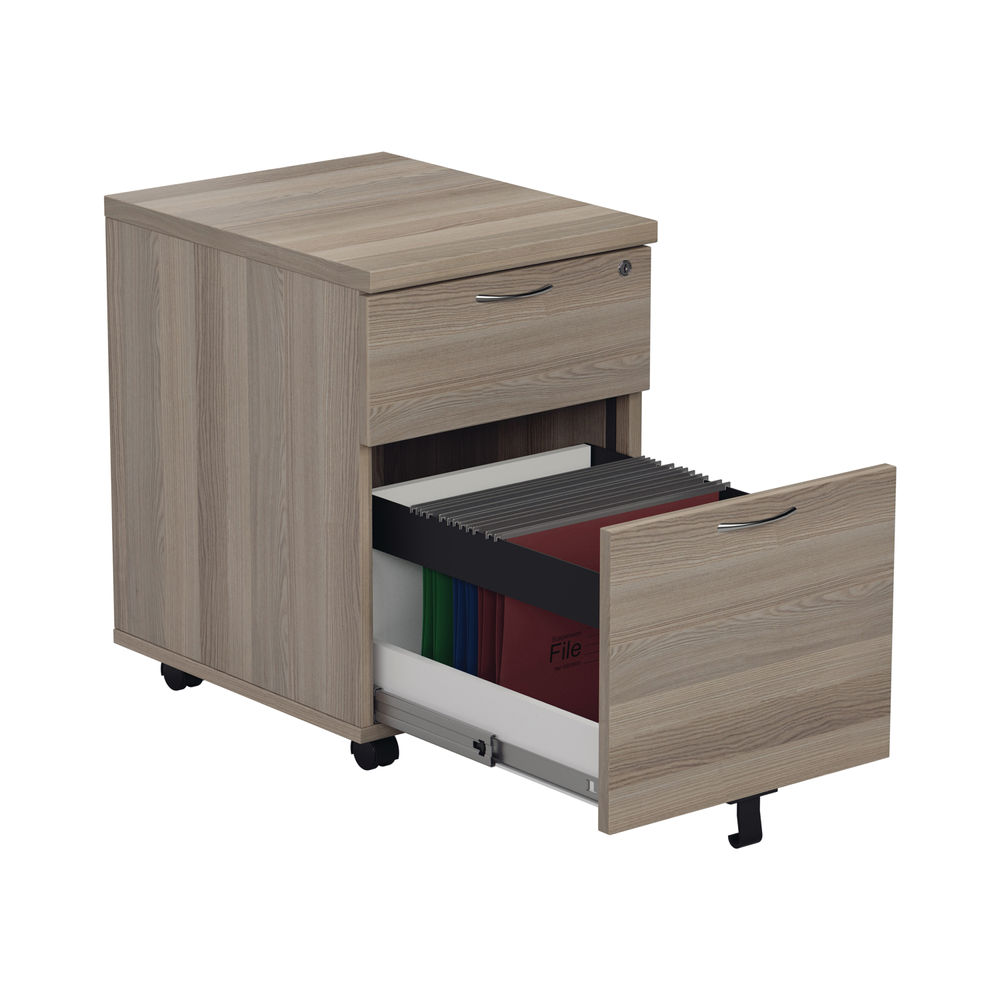 Jemini H595mm Grey Oak 2 Drawer Mobile Pedestal