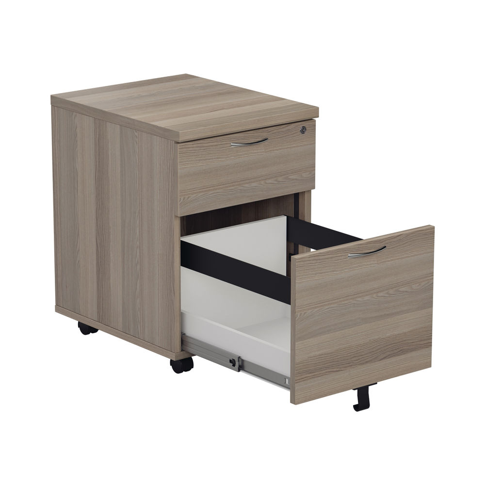 Jemini H595mm Grey Oak 2 Drawer Mobile Pedestal