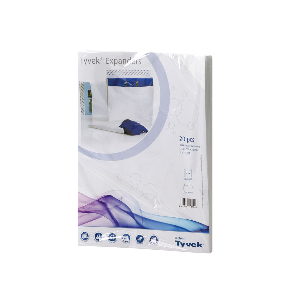 Tyvek B4A Gusset Envelope, 330 x 250 x 38mm, Pack of 20 - TY02276