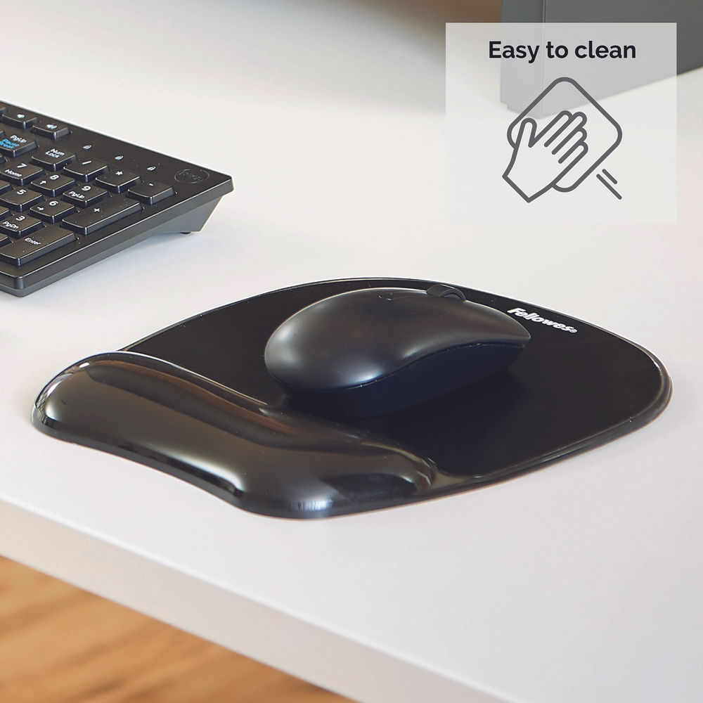 Fellowes Black Crystal Gel Mouse Mat