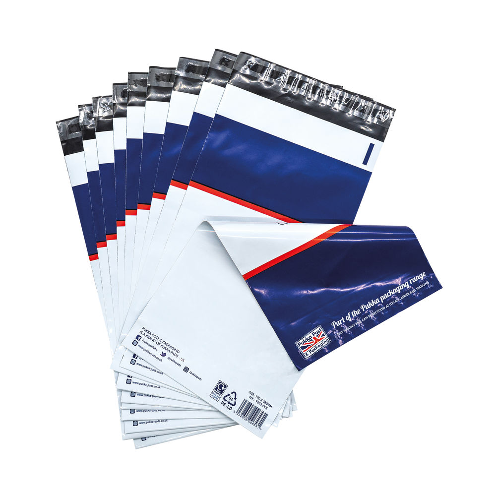 Pukka Poly Mailer Size 2 190x340mm White (Pack of 10)