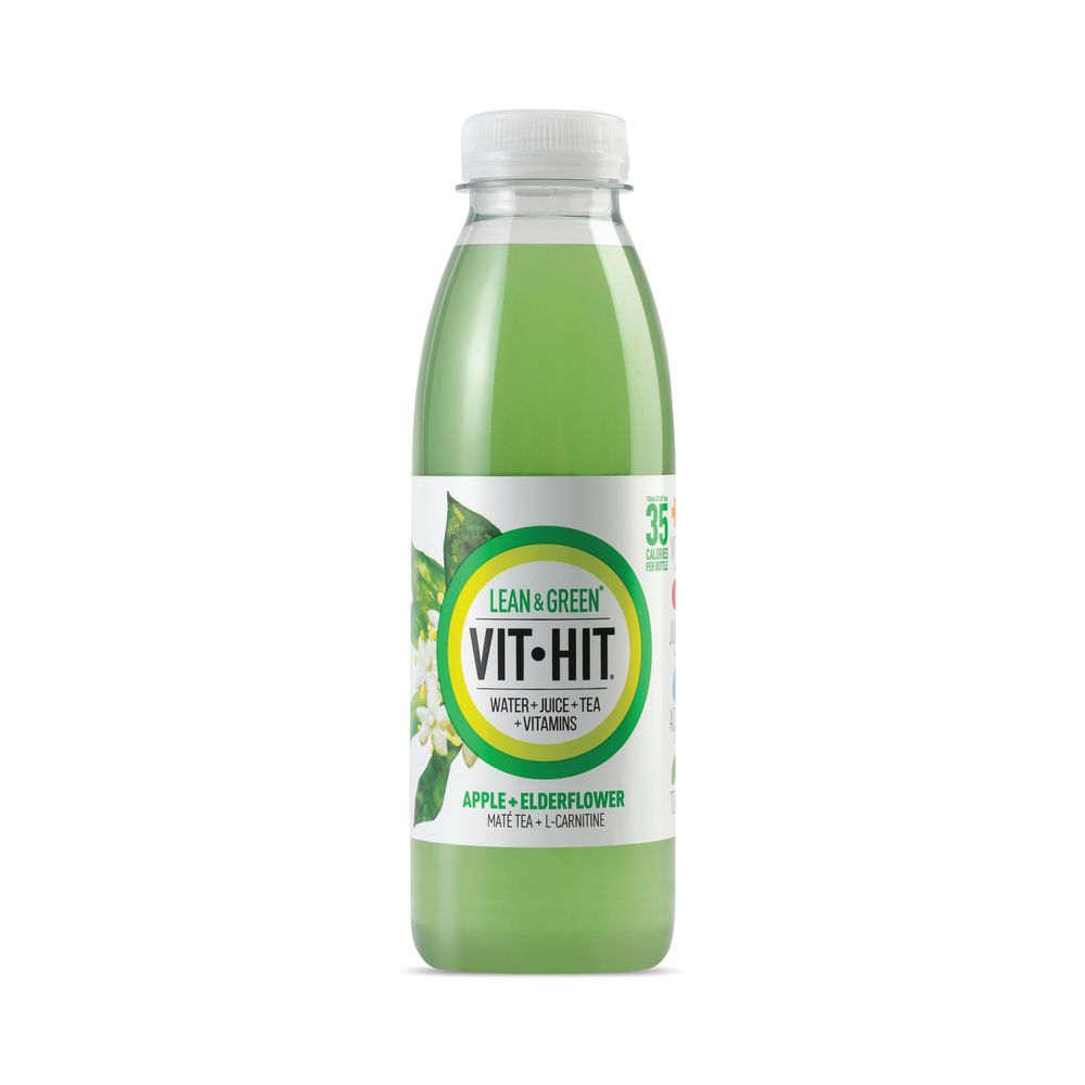 Vit-Hit Lean and Green Apple/Elderflower Bottle 500ml (Pack of 12) VIT4D