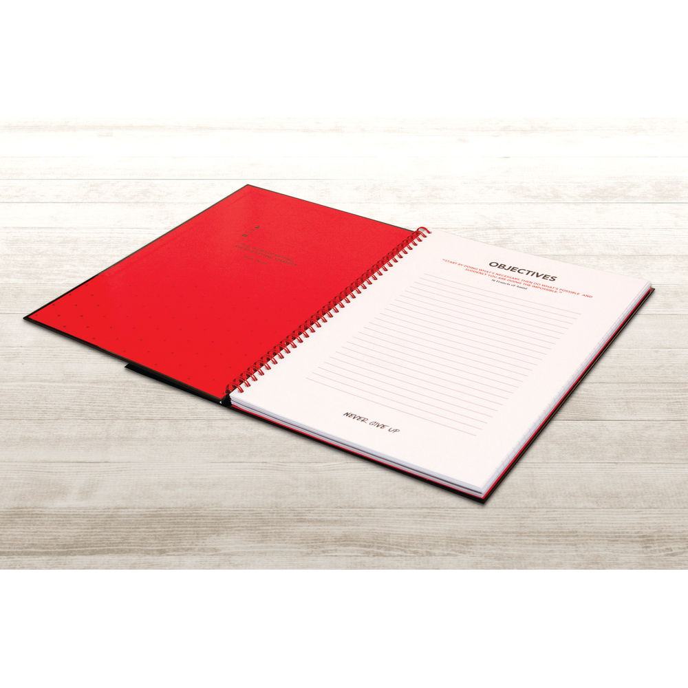 Black n' Red A4 5mm Square Hardback Notebook (Pack of 5)