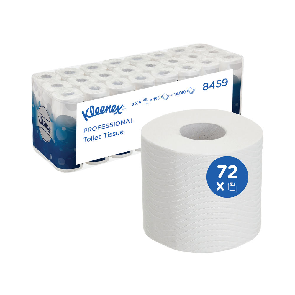 Kleenex 3-Ply Toilet Rolls Toilet Tissue Sheets White (Pack of 72) 8459