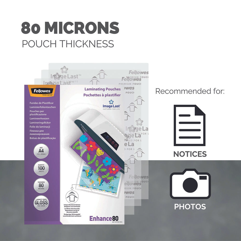 Fellowes A4 160 Micron Laminating Pouch (Pack of 100)