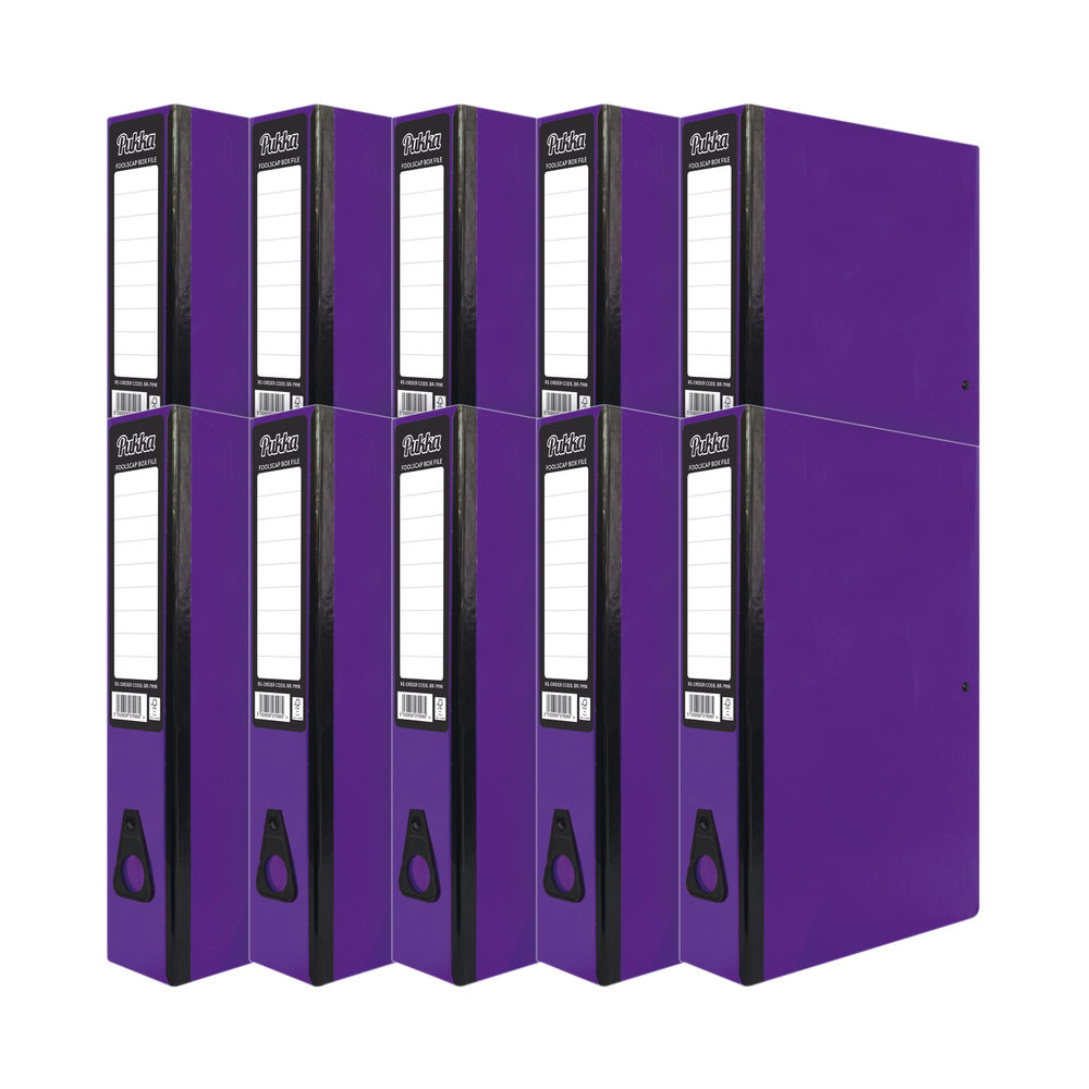 Pukka Brights Box File Foolscap Purple (10 Pack) BR-7778