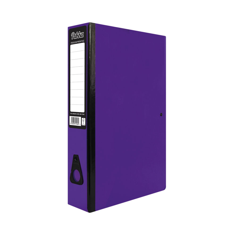 Pukka Brights Box File Foolscap Purple (Pack of 10)