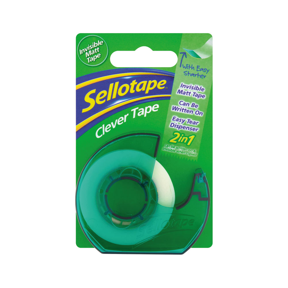 Sellotape Clever Tape Dispenser + Roll 18mmx25m (Pack of 6)