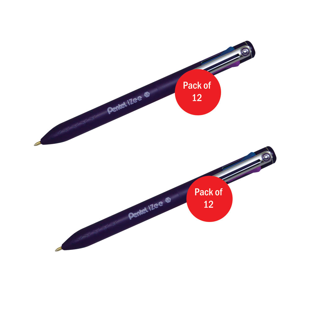 Pentel iZee 4 Colours Ballpoint Pen (Pack of 12) 2 For 1
