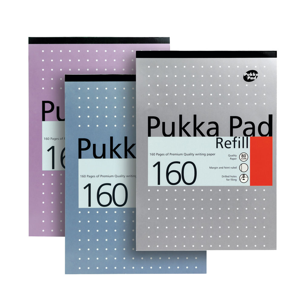 Pukka Pad Ruled Metallic Four-Hole Refill Pad A4 (Pack of 6)