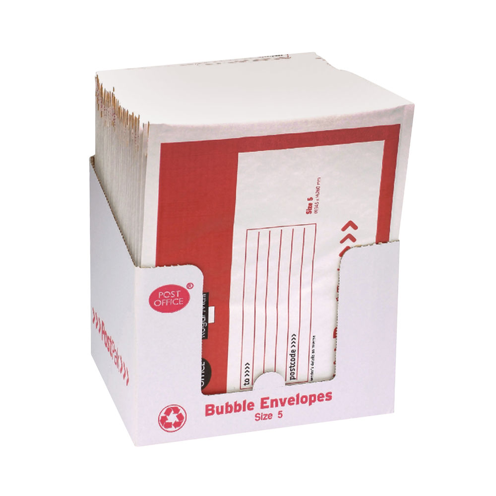 Post Office Postpak Size 5 Bubble Envelope 260x345mm White/Red (Pack of 100) 41640