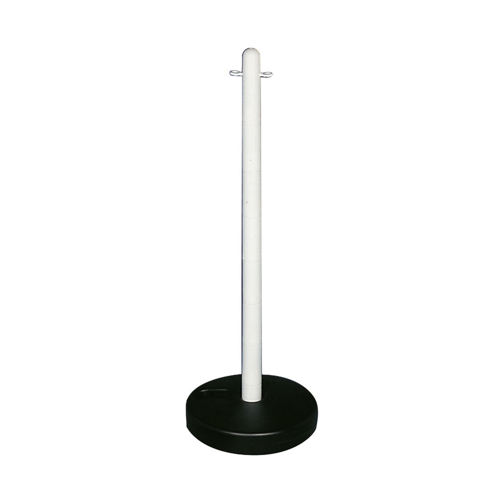 VFM White Freestanding Post With Circular Plastic Base 328349