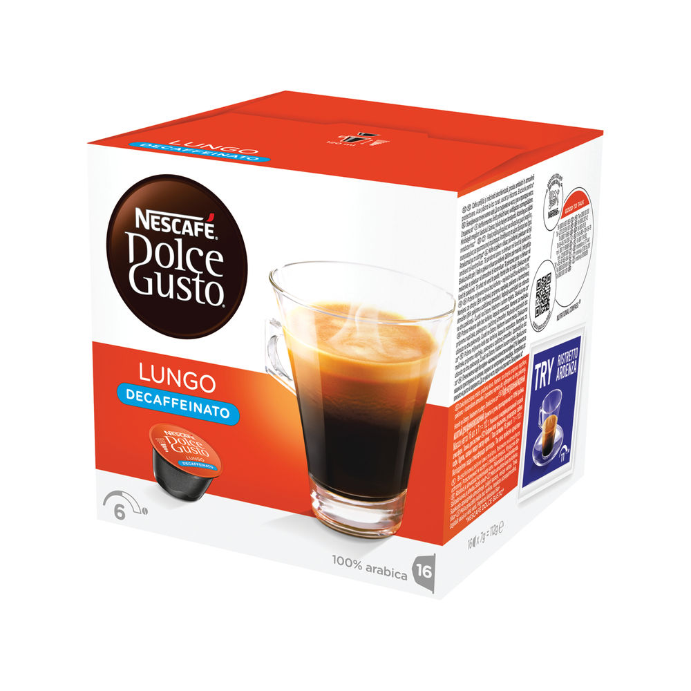 Nescafe Dolce Gusto Decaffeinated Lungo Capsules, Pack of 48