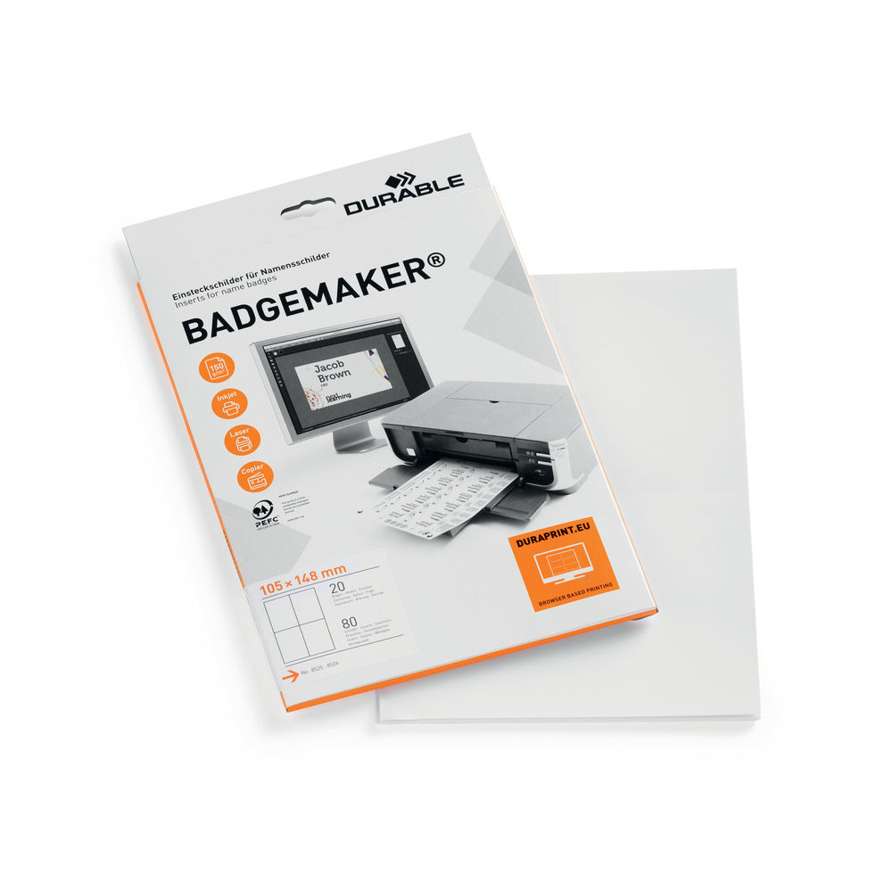 Durable Badgemaker Insert Sheets A6 (Pack of 80) 142002