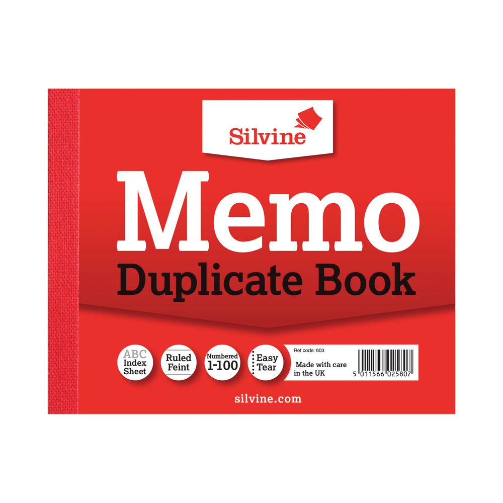 Silvine 102 x 127mm Duplicate Memo Books, Pack of 12 | 603