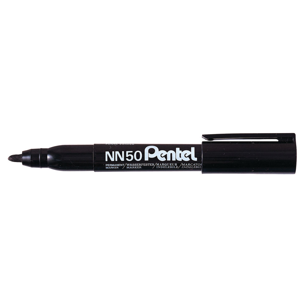Pentel Nn50 Black Permanent Bullet Markers Pack Of 12 Nn50 A