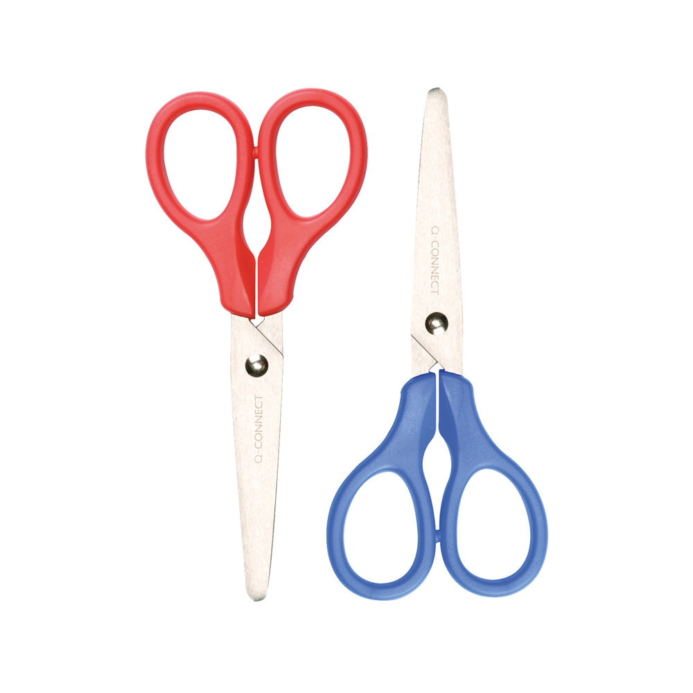 Q-Connect Ergonomic All Purpose Scissors 130mm Stainless Steel Blades Red or Blu