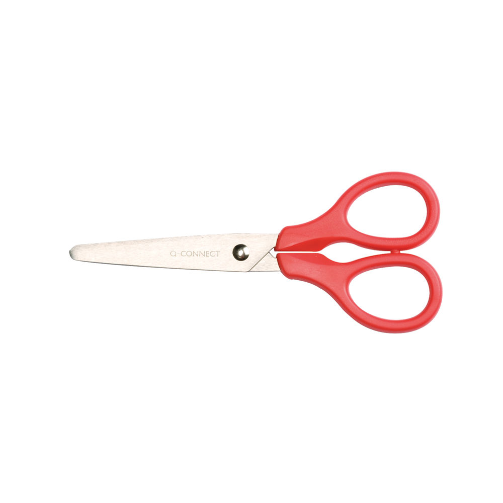 Q-Connect Ergonomic All Purpose Scissors 130mm Stainless Steel Blades Red or Blu