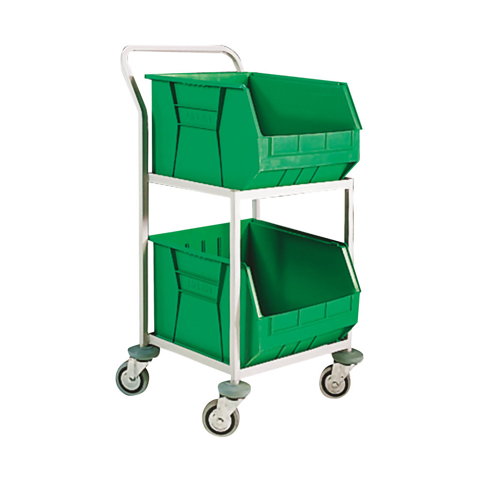 Green Mobile Storage Trolley c/w 2 Bins 321291