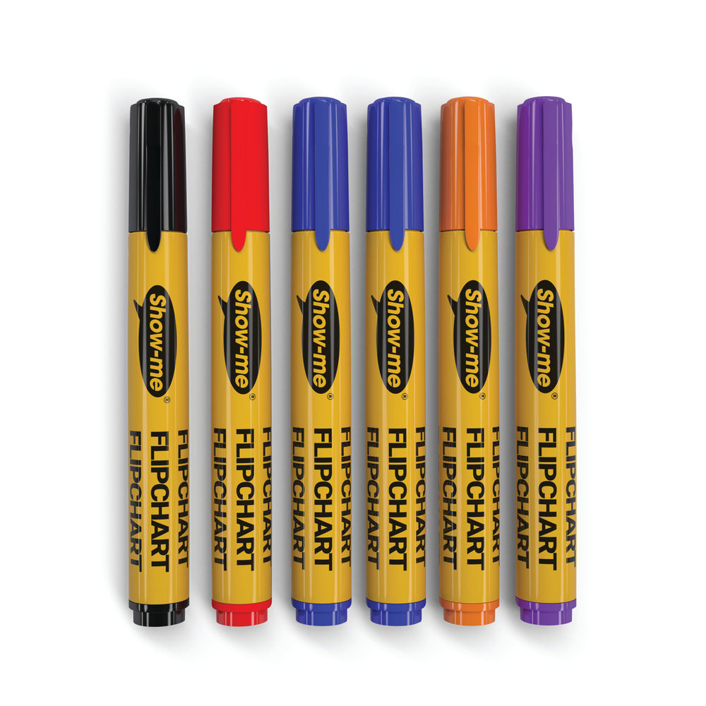 Show-me Flipchart Markers Bullet-Tip Assorted (Pack of 6)