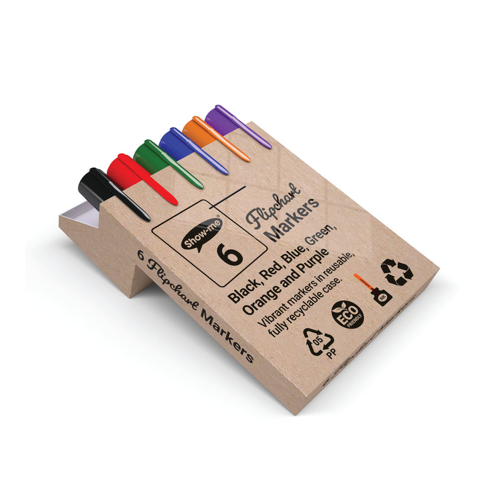 Show-me Flipchart Markers Bullet-Tip Assorted (Pack of 6)