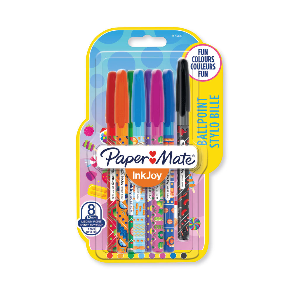 Paper Mate InkJoy 100ST Ballpoint Pens | Medium Point (1.0mm) | Fun Colours  | 10 Count