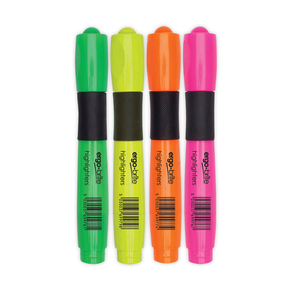 Ergo-Brite Ergonomic Assorted Highlighters (Pack of 4)