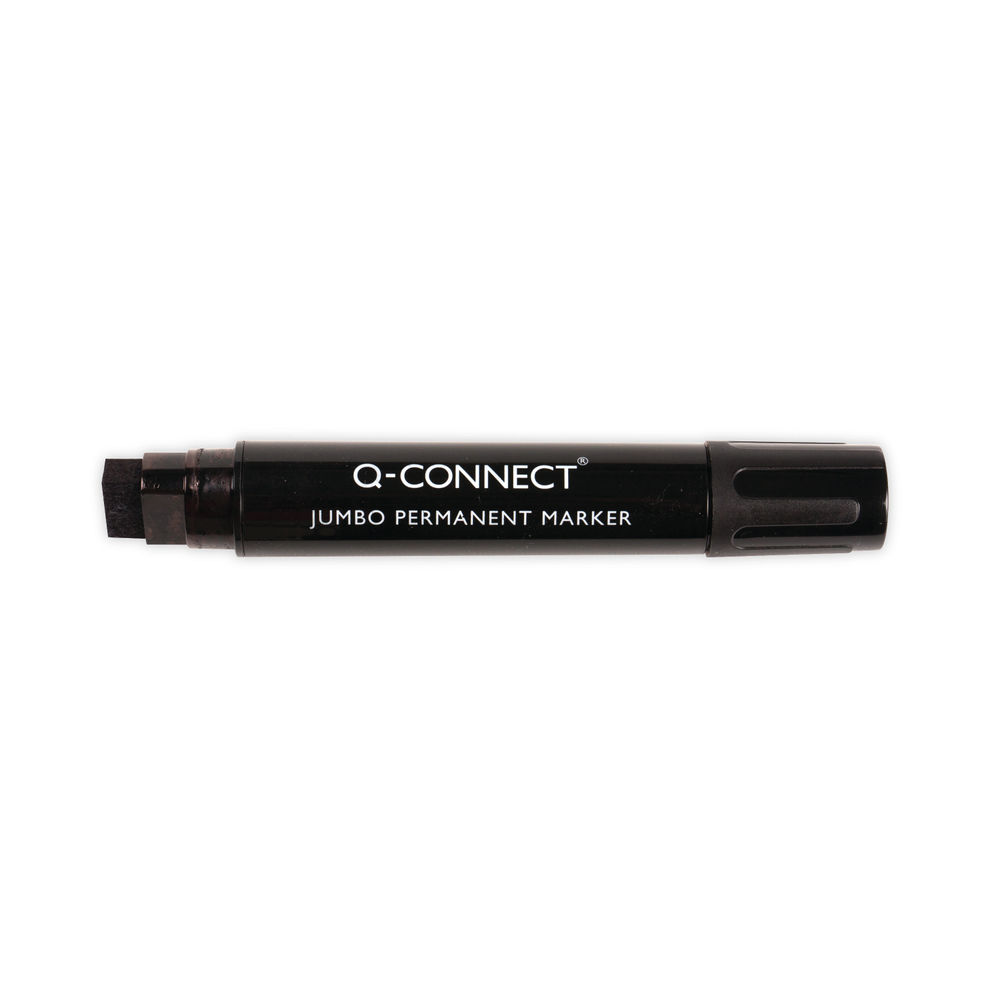 Q-Connect Jumbo Permanent Marker Pen Chisel Tip Black (Pack of 10)