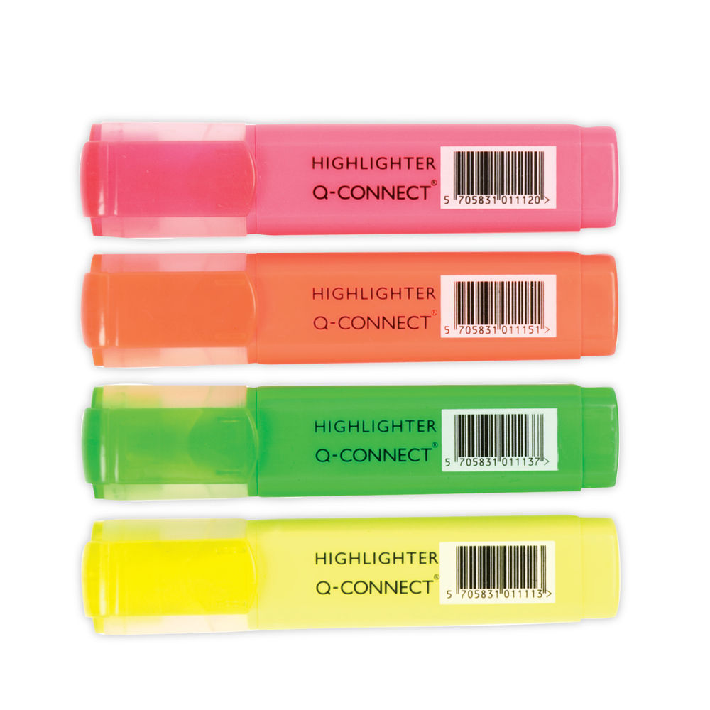 Q-Connect Assorted Highlighter Pens (Pack of 4) KF01116