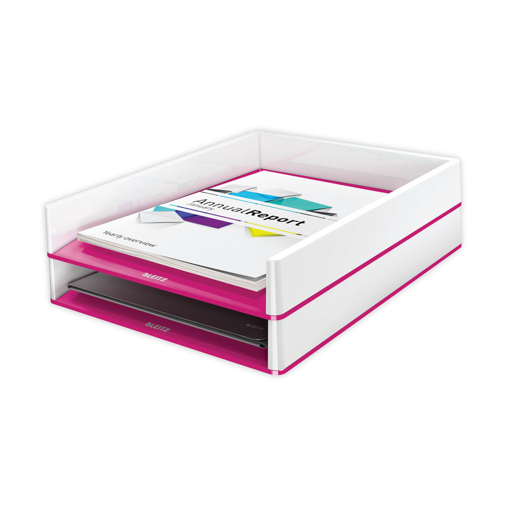 Leitz WOW Letter Tray Dual Colour White/Pink