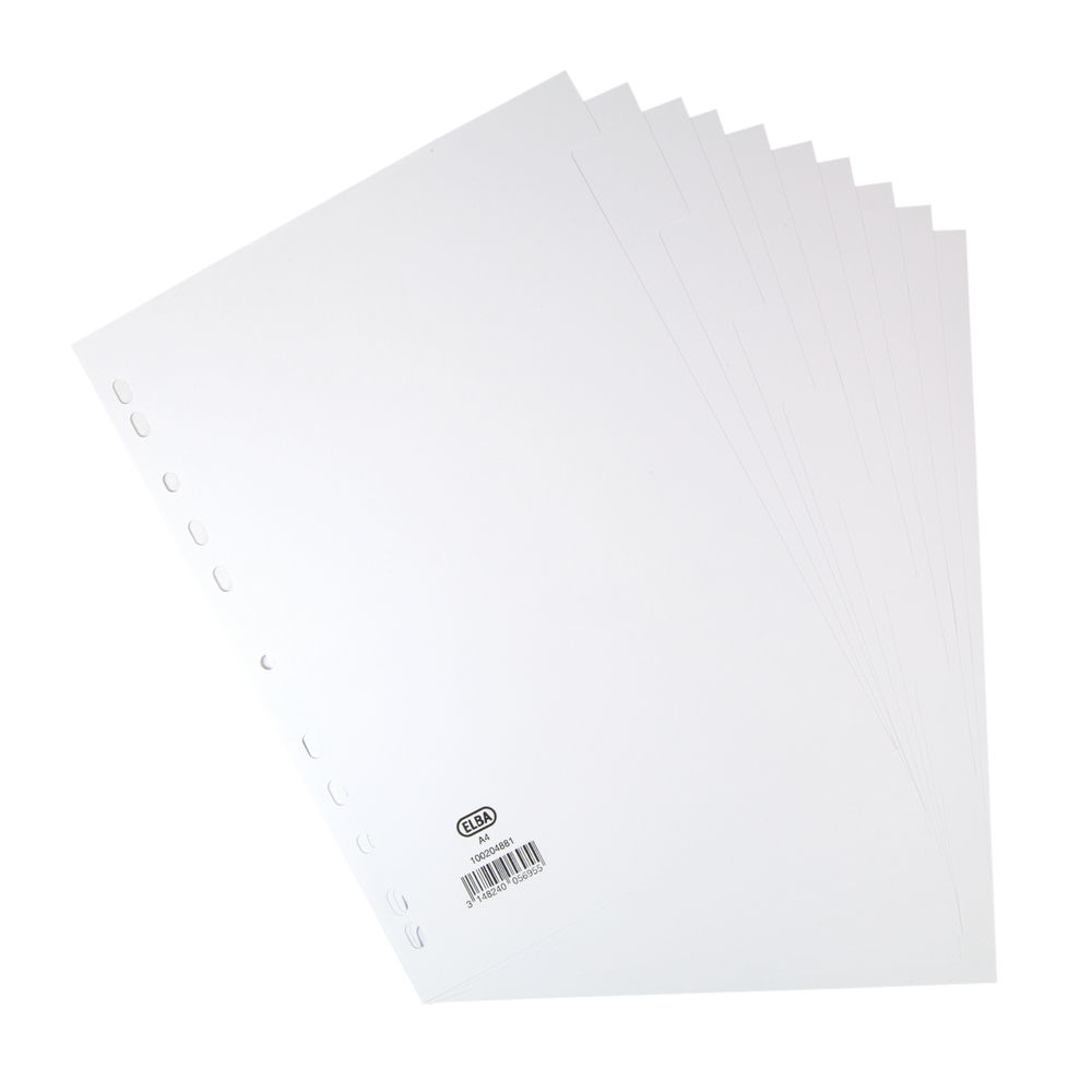 Elba 10-Part Divider 160gsm Manilla Multipunched A4 White 100204881