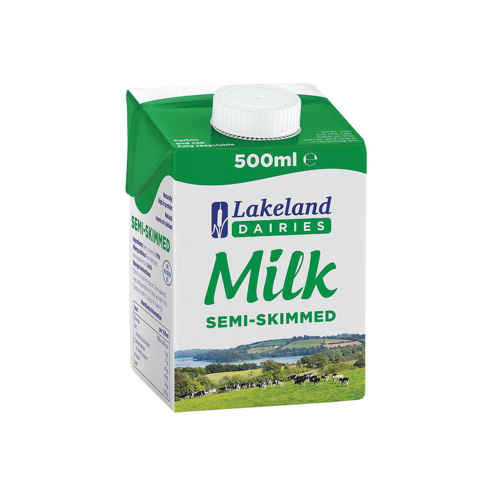 Lakeland Semi-Skimmed Milk 500ml (Pack of 12) A08087