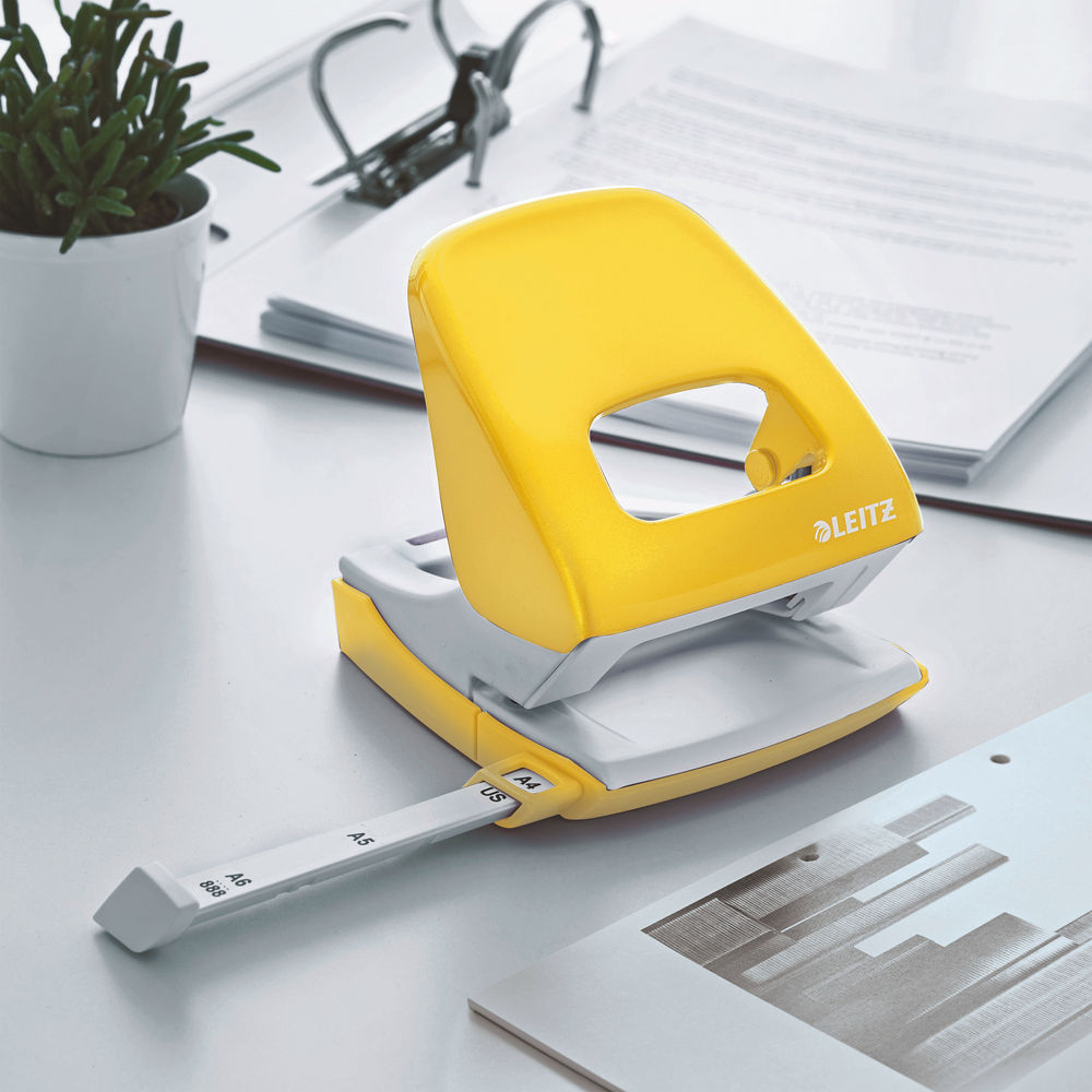 Leitz NeXXt WOW Metal Office Hole Punch Yellow