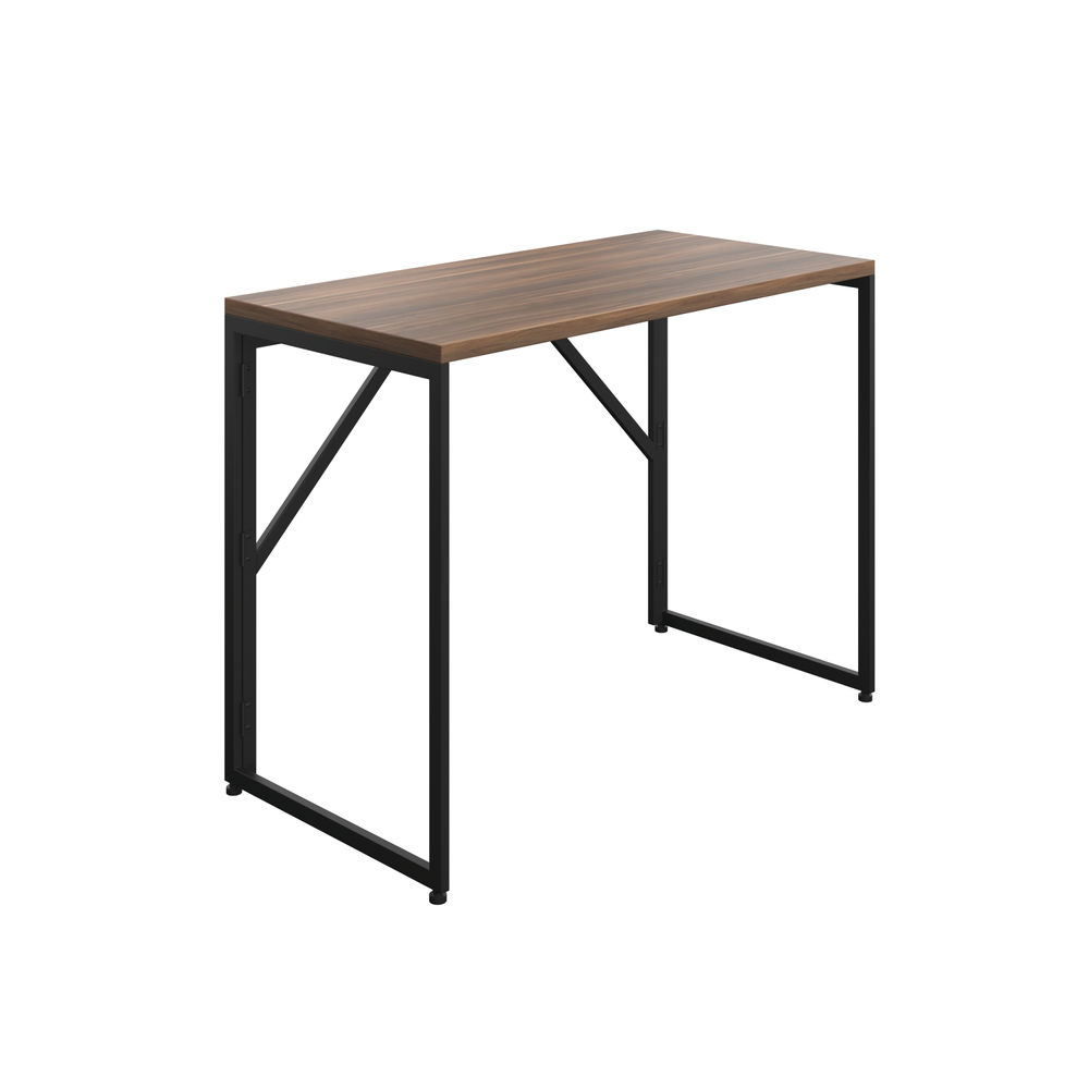 Jemini Folding Desk 1000x500x745mm Dark Walnut/Black Leg KF80307