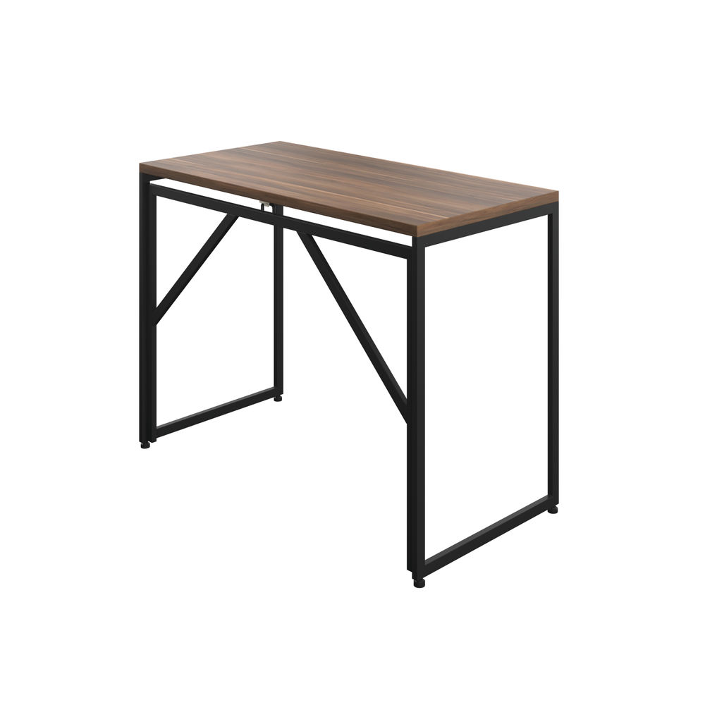 Jemini Folding Desk 1000x500mm Dark Walnut/Black Leg