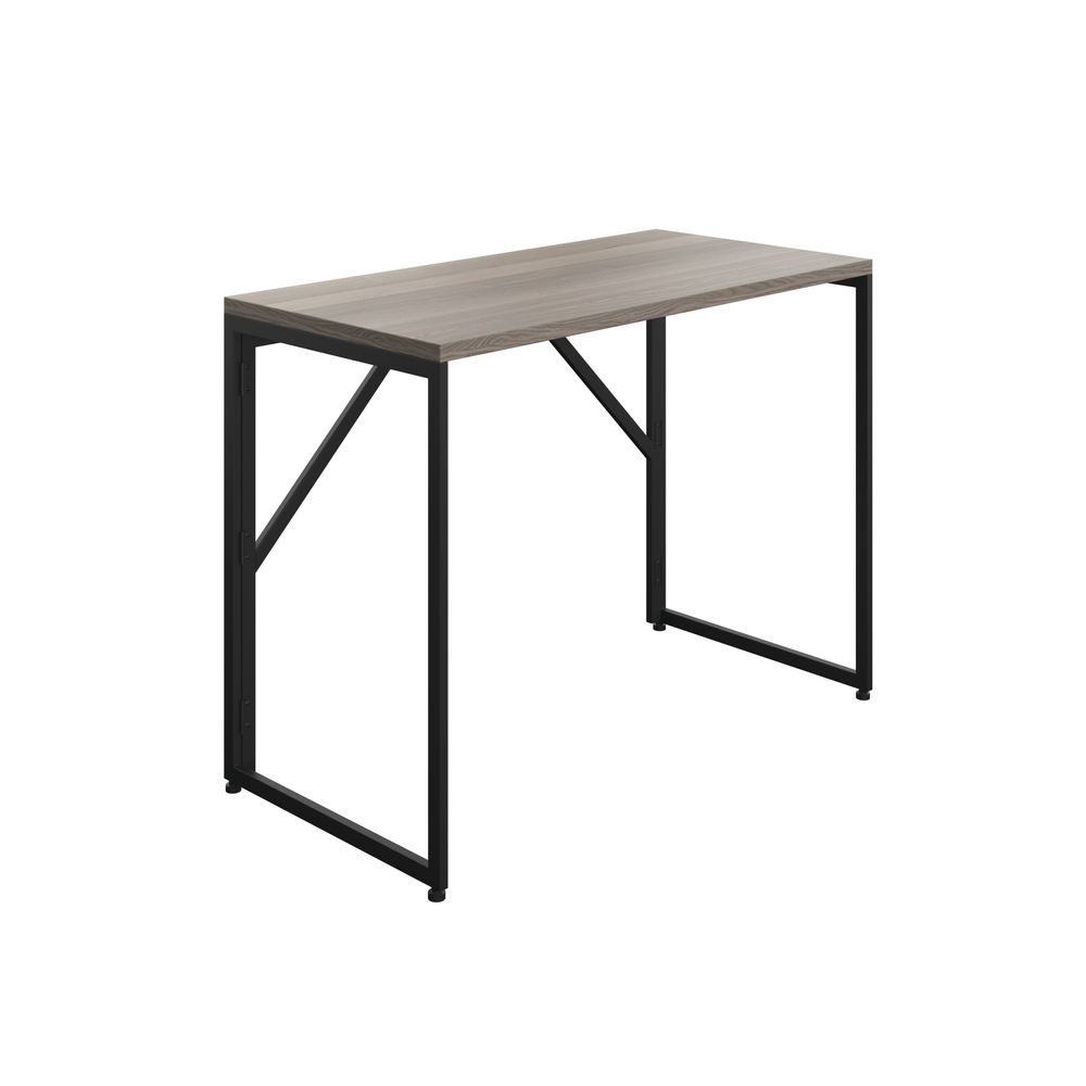 Jemini Folding Desk 1000x500x745mm Grey Oak/Black Leg KF80308