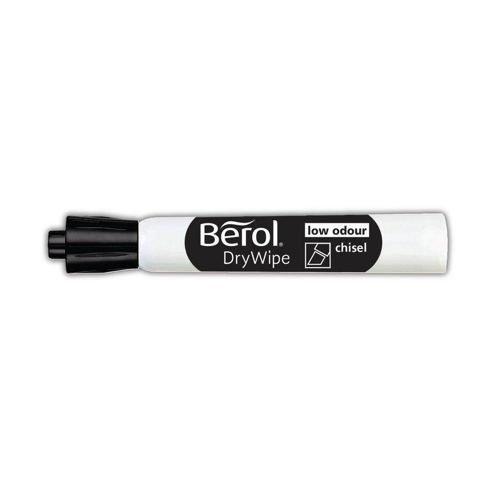 Berol Drywipe Black Chisel Tip Marker (Pack of 48)