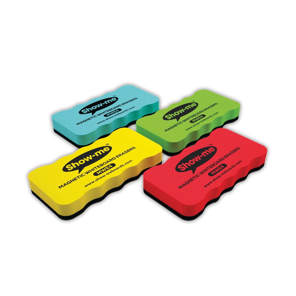 Show-me Magnetic Whiteboard Eraser Assorted (Pack of 4)