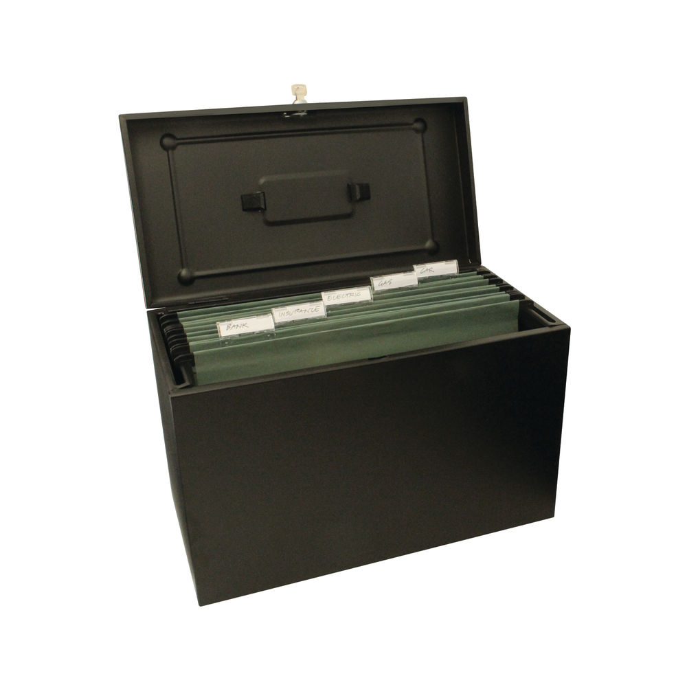 Cathedral Black Foolscap Lockable Metal Box File