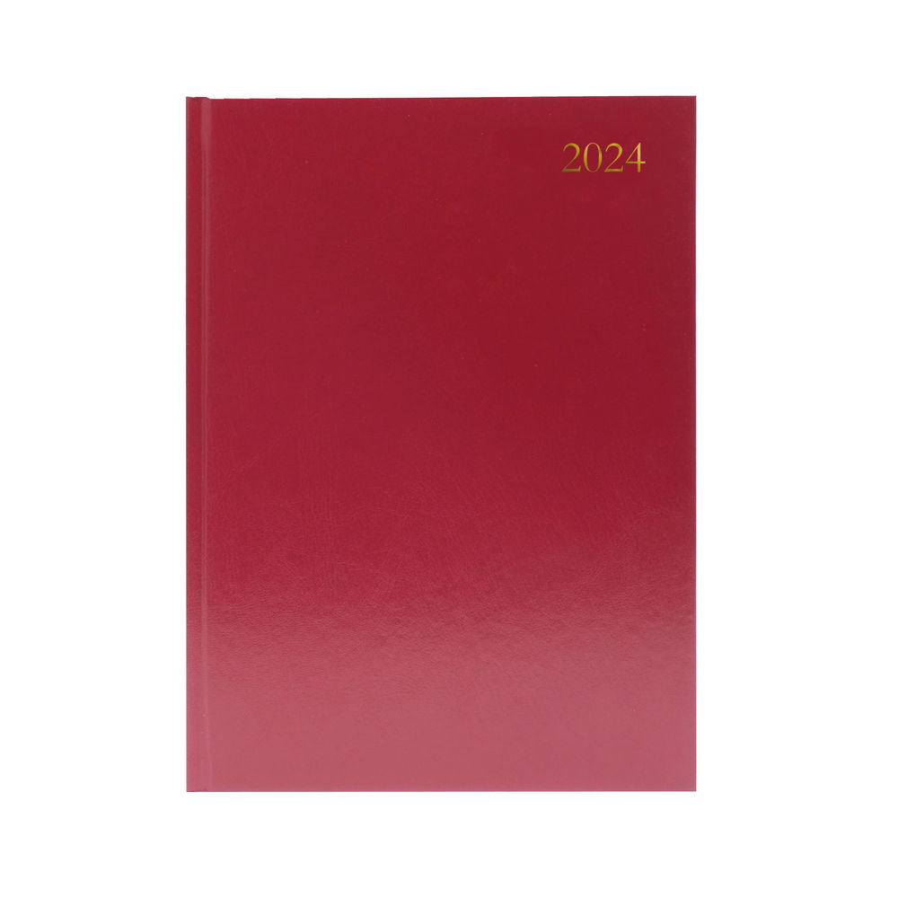 Desk Diary 2 Days Per Page A4 Burgundy 2024 KFA42BG24