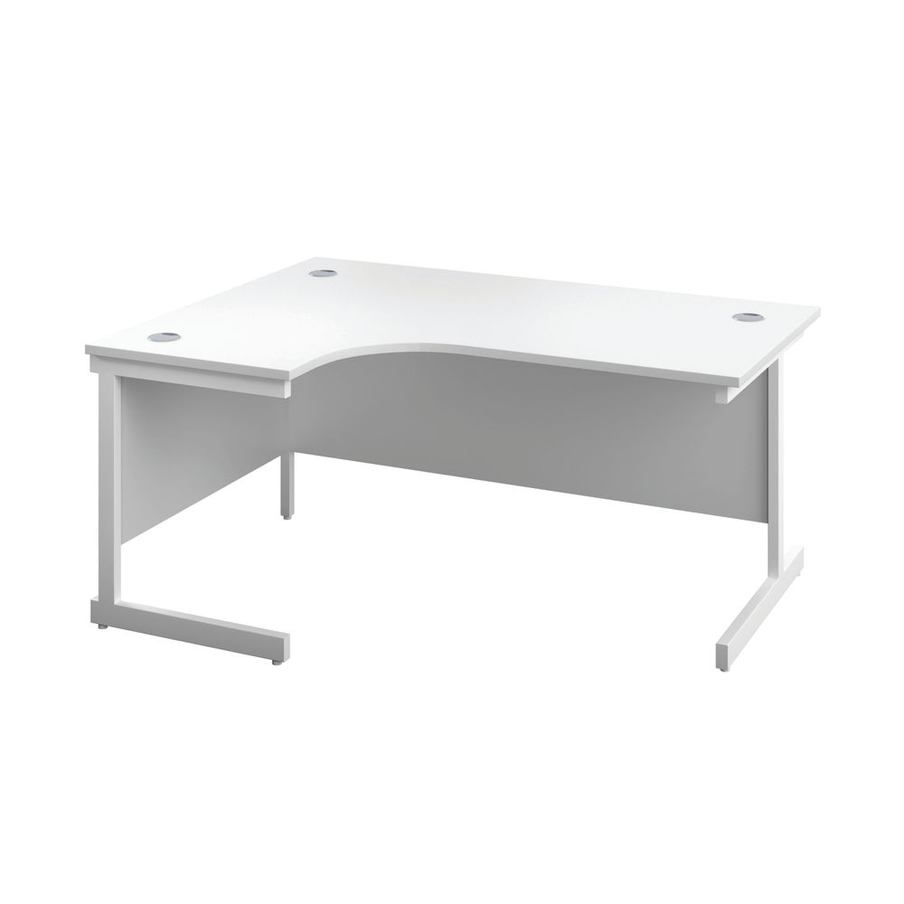 First Radial Left Hand Desk 1600x1200x730mm White/White KF803096