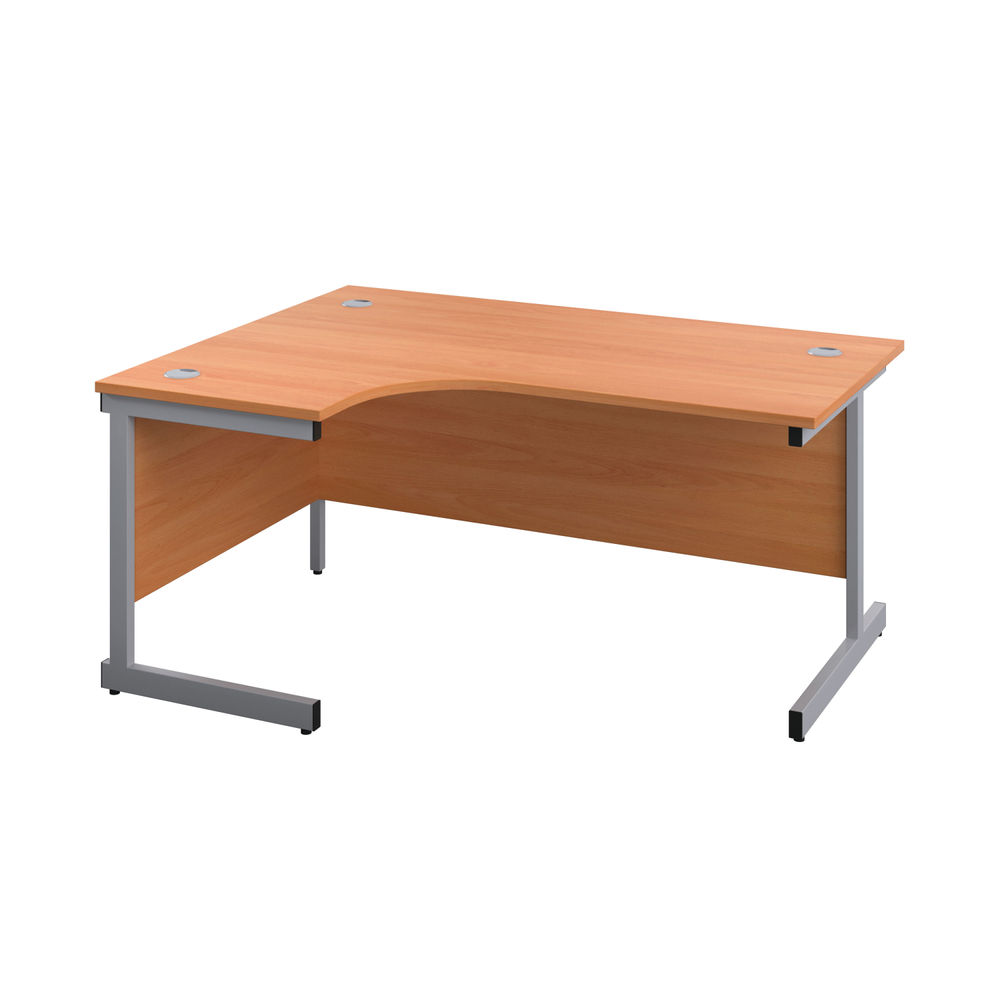 First Radial Left Hand Desk 1800x1200x730mm Beech/Silver KF803133