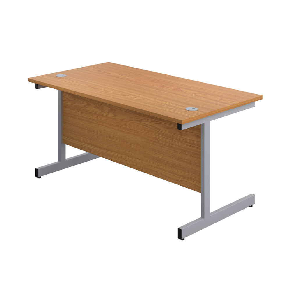 First 1400x800mm Nova Oak/Silver Single Rectangular Desk