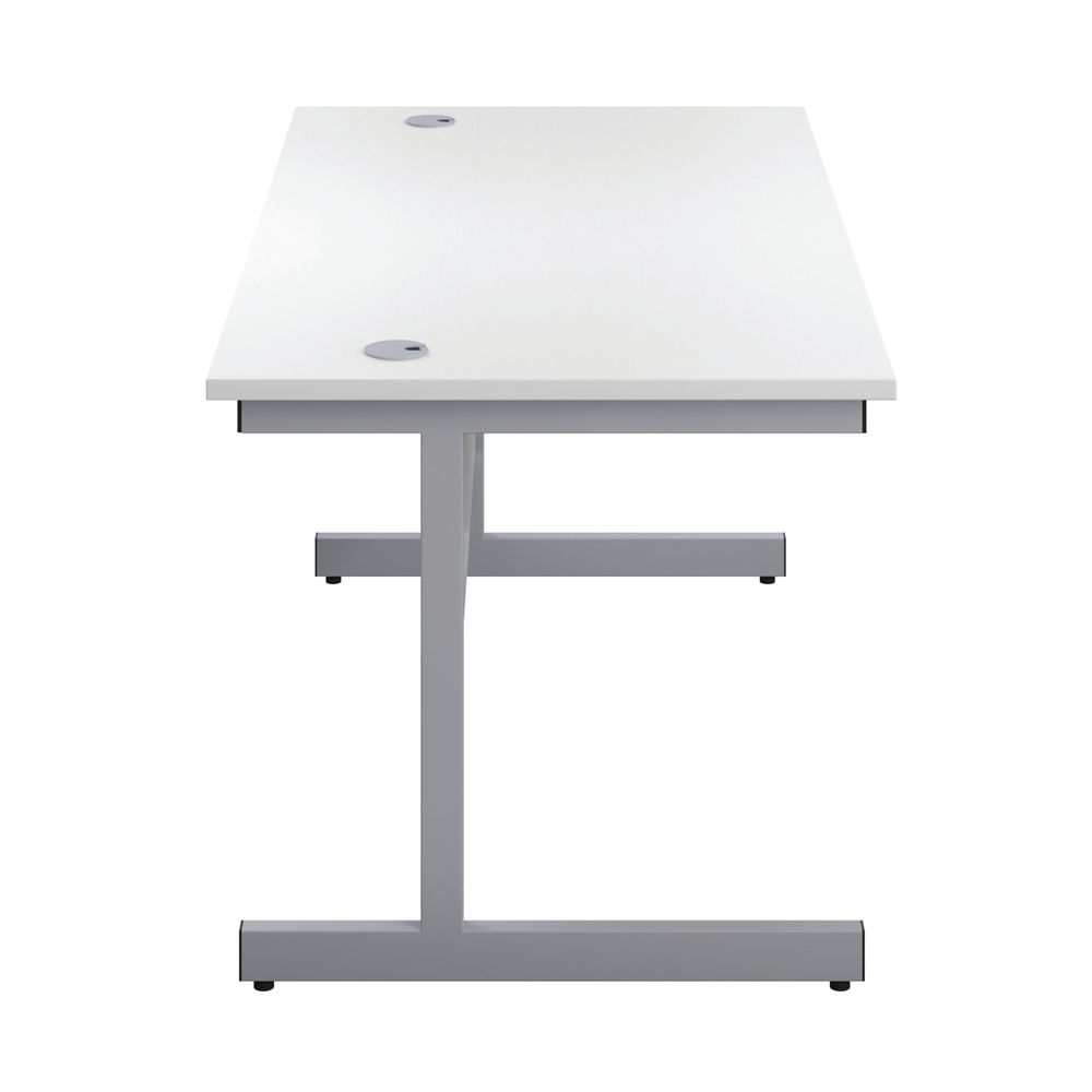 First 1400x800mm White/Silver Single Rectangular Desk