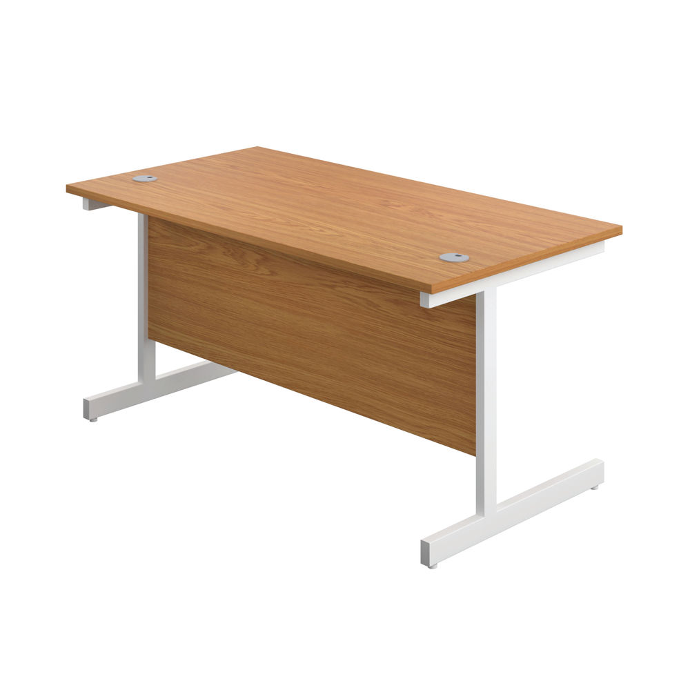 First 1400x800mm Nova Oak/White Single Rectangular Desk