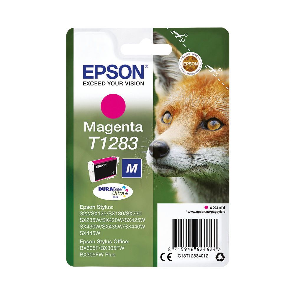 Epson T1283 Ink Cartridge DURABrite Ultra Fox Magenta C13T12834012