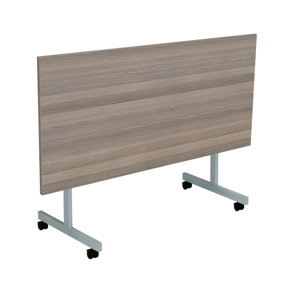 Jemini Rectangular Tilting Table 1600x800x730mm Grey Oak/Silver