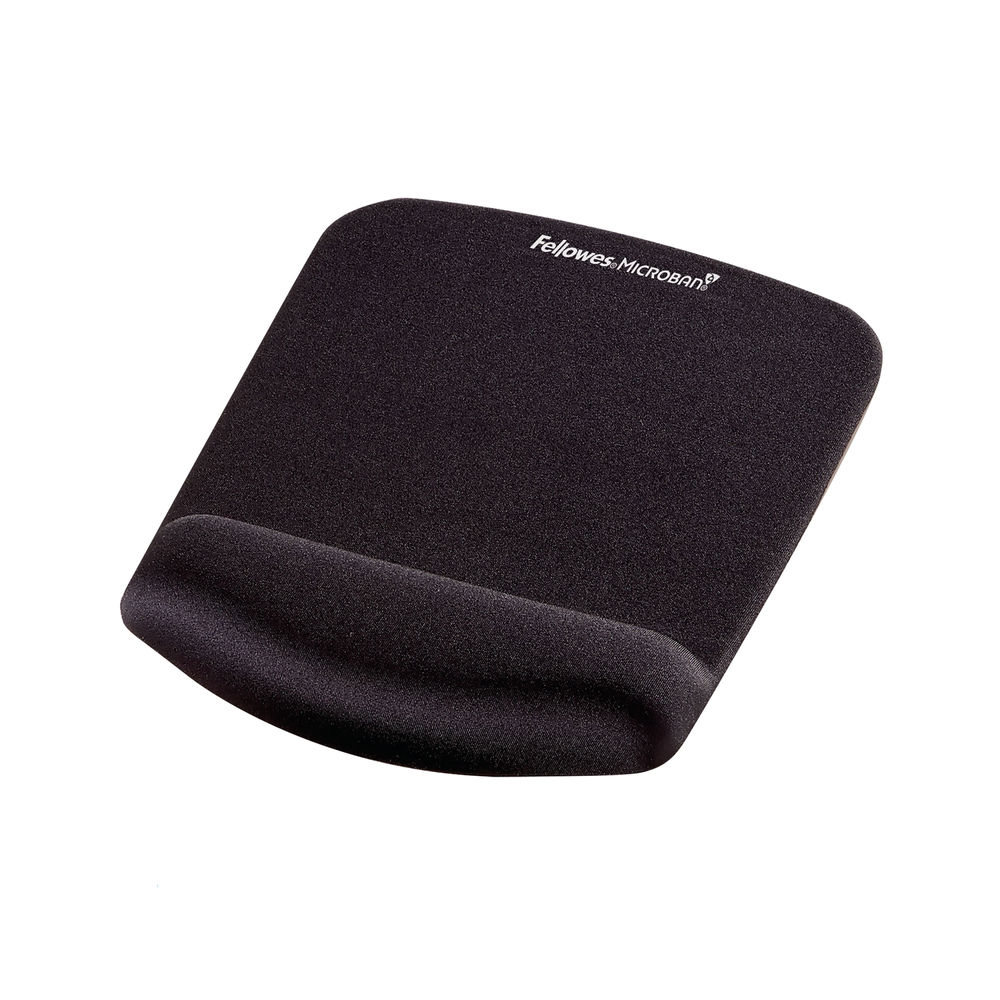 Fellowes Plush Touch Mousepad Wristrest Black 9252003