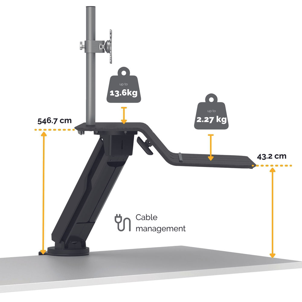 Fellowes Lotus Black Single Station Sit Stand Work Station